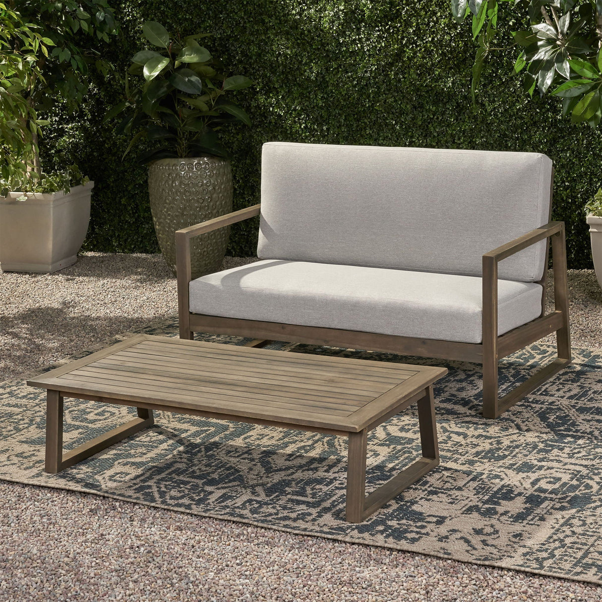 Belgian - Loveseat & Coffee Table Set With Water Resistant Cushions