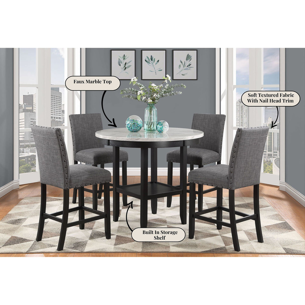 Greta - Bar Table - Antique White