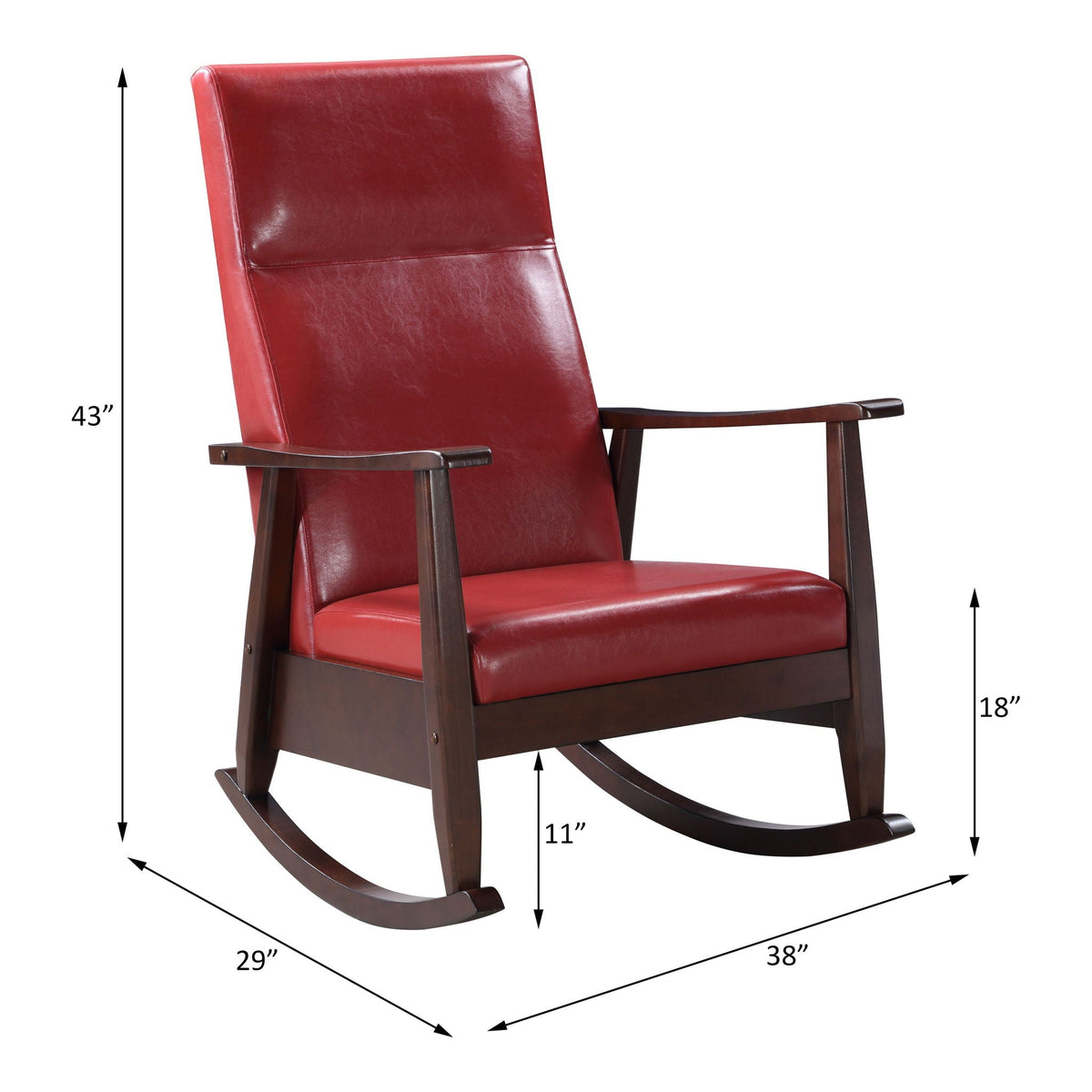 Raina Rocking Chair - Red / Espresso