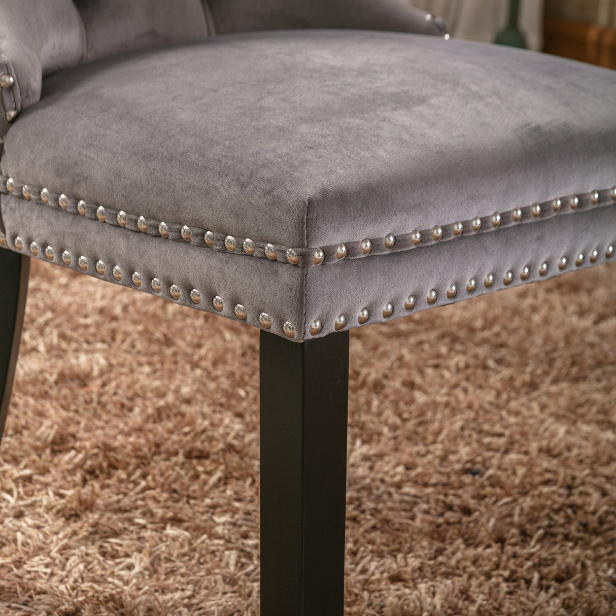 Nikki Collection Modern Velvet Upholstered Dining Chair Set