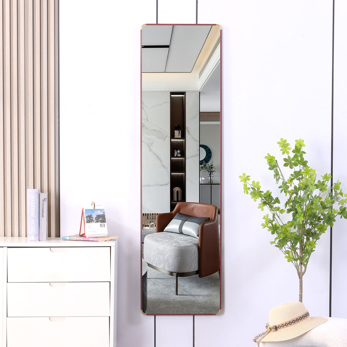 4Th Generation Floor Standing Full Length Mirror Wall Mounted Glass - Transparent