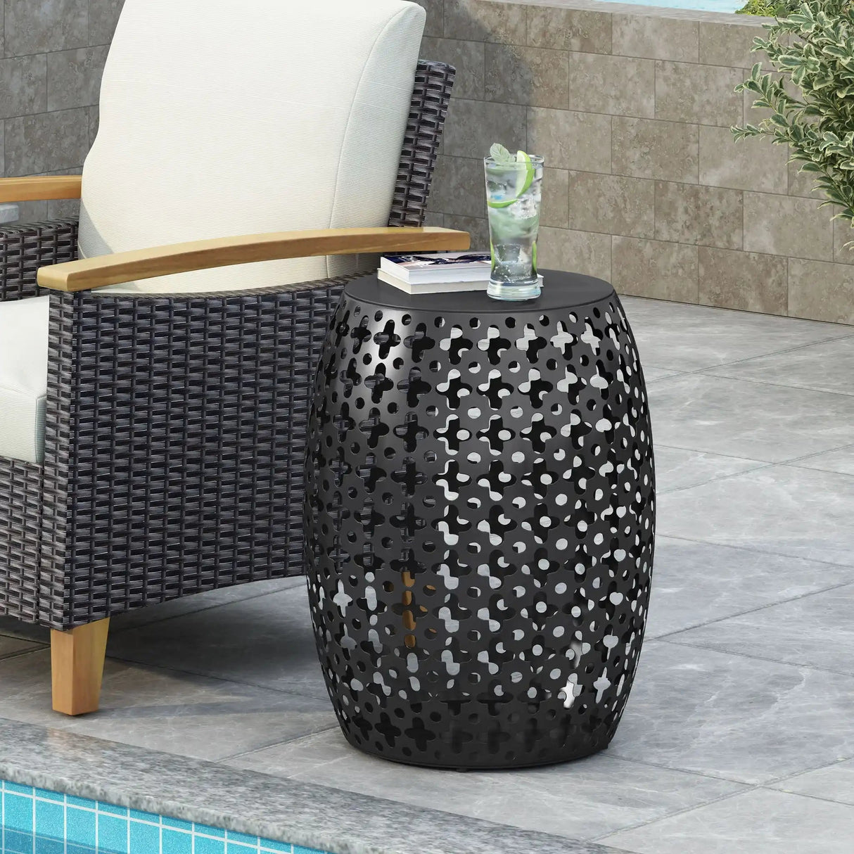 Modern Design, Metal End Table, Large