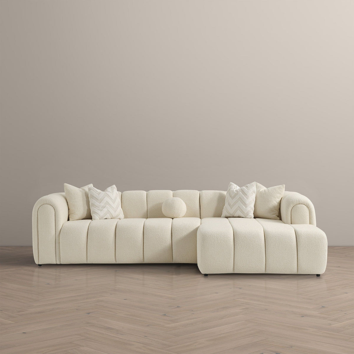 Beatrice - Modern Tufted Right Sectional Sofa - Ivory