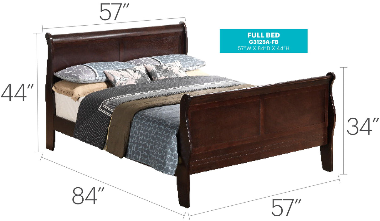 Louis Phillipe - Panel Sleigh Bed