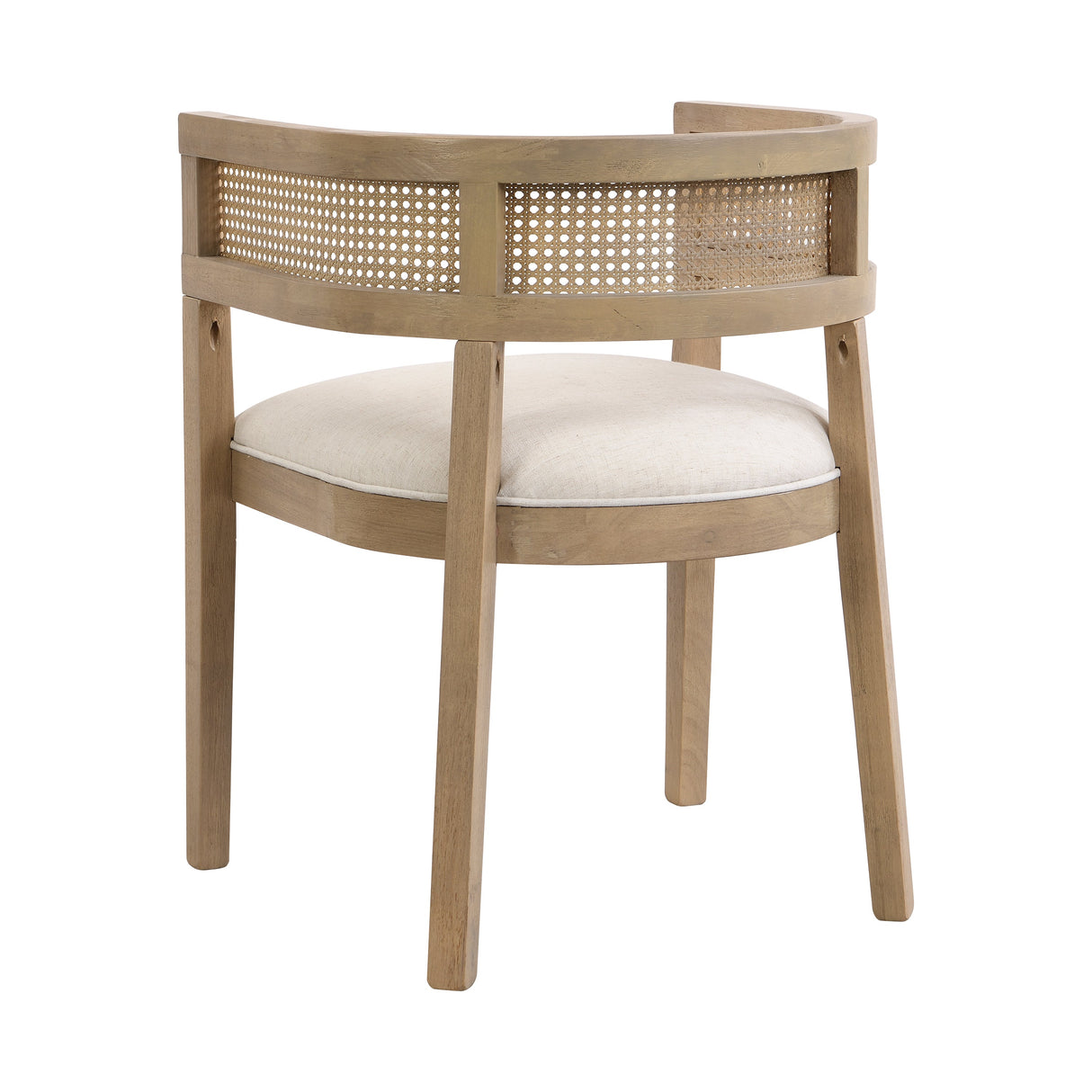 Barrel Dining Chair with Rattan Back, Set of 2