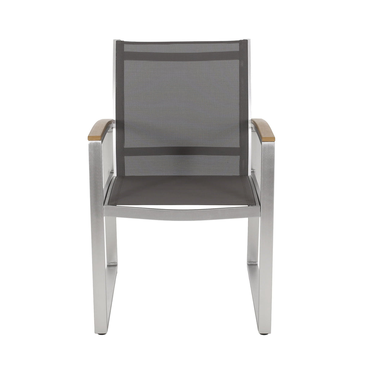 Poetic Outdoor Dining Chair With Faux Wood Arms And Aluminum Frame (Set of 2) - Gray