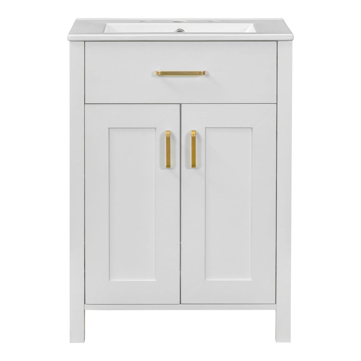 Bathroom Vanity Combo With Ceramic Sink, Luxurious Space-Saving Vanity, 2 Soft Close Doors