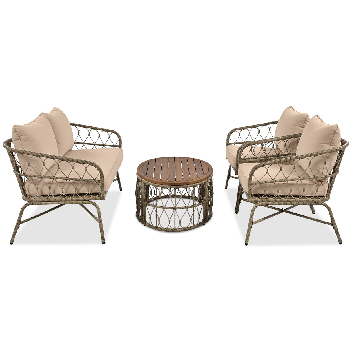 GO Bohemia-Inspired 4-Person Outdoor Seating Group with Removable Cushions