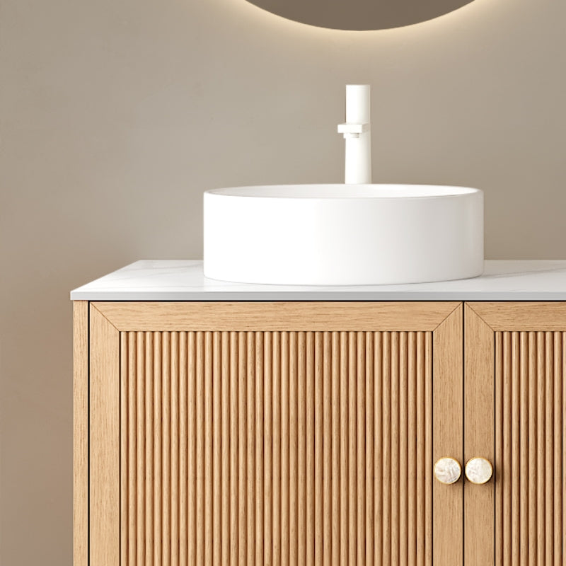 MUNIN 16'' Bathroom Sink, Round Vessel Ceramic Basin