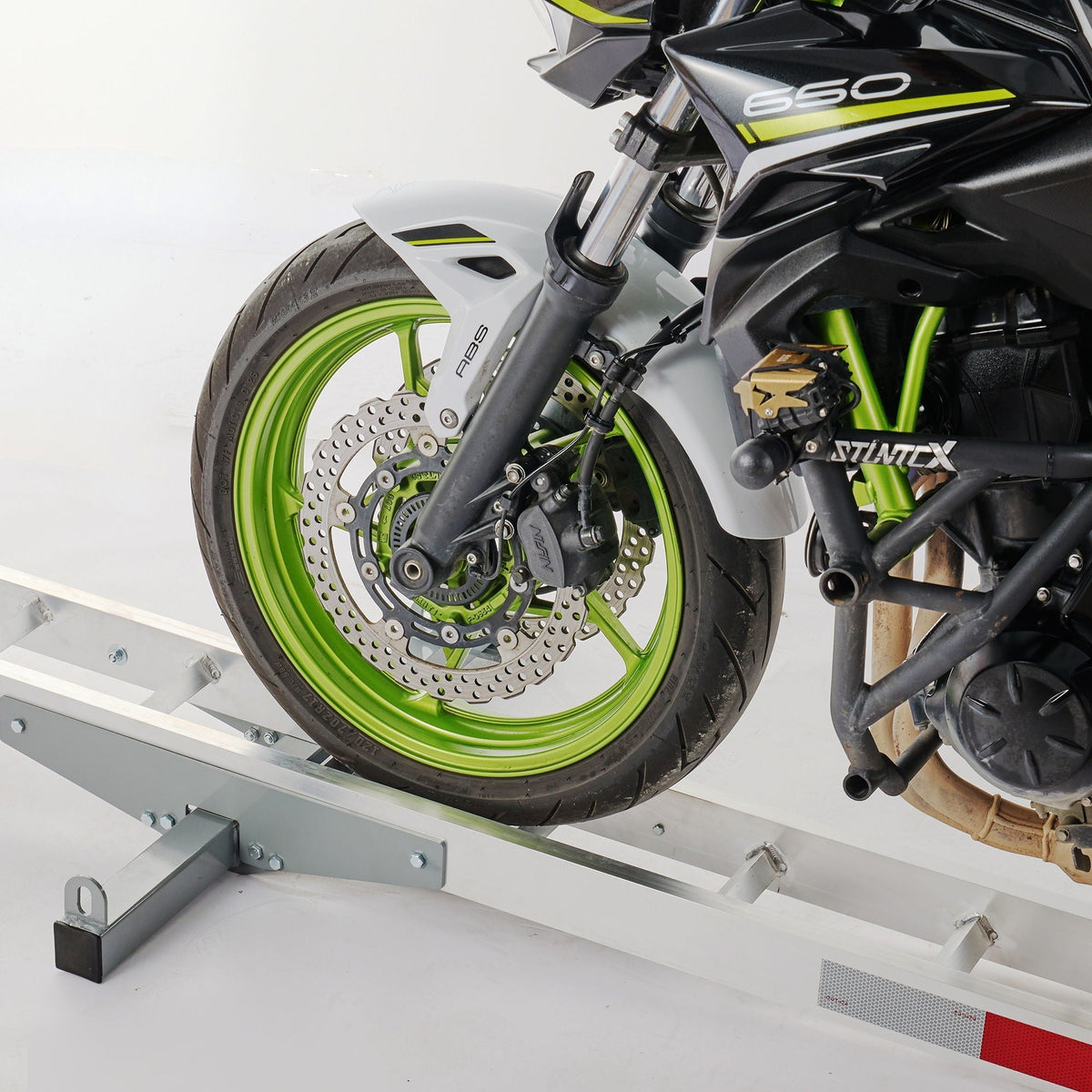 Motorcycle Hitch Mount Carrier With Ramp, Rust-Resistant - Silver