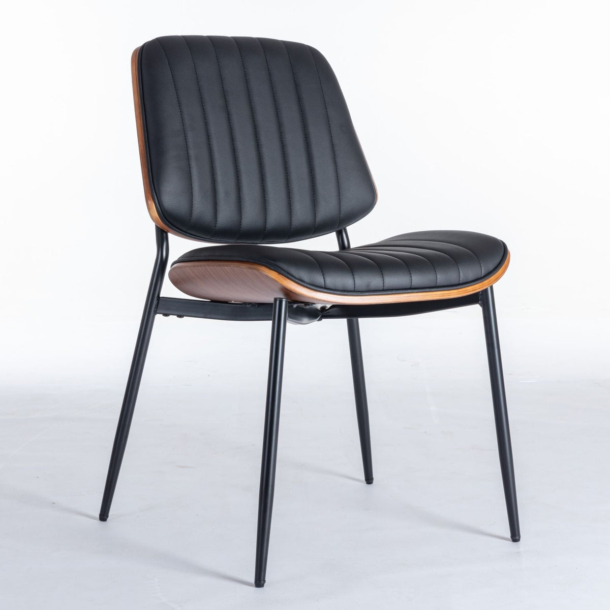 Dining Chairs (Set of 2) Mid-Century Modern Retro Chair With Walnut Bentwood Back Upholstered Seat Metal Legs Adjustable Foot For Kitchen Dining Room Chairs