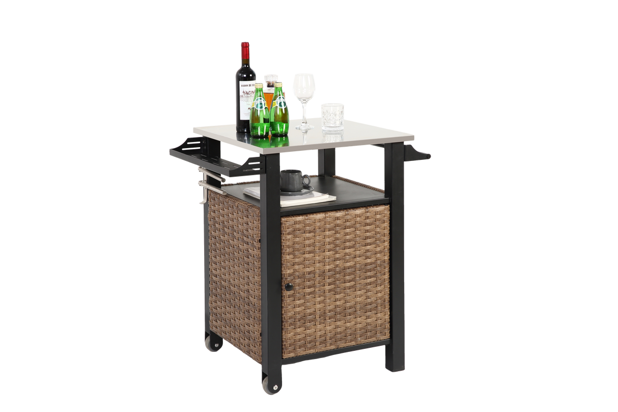 Single Door Outdoor Bar Cart with Stainless Steel Tabletop