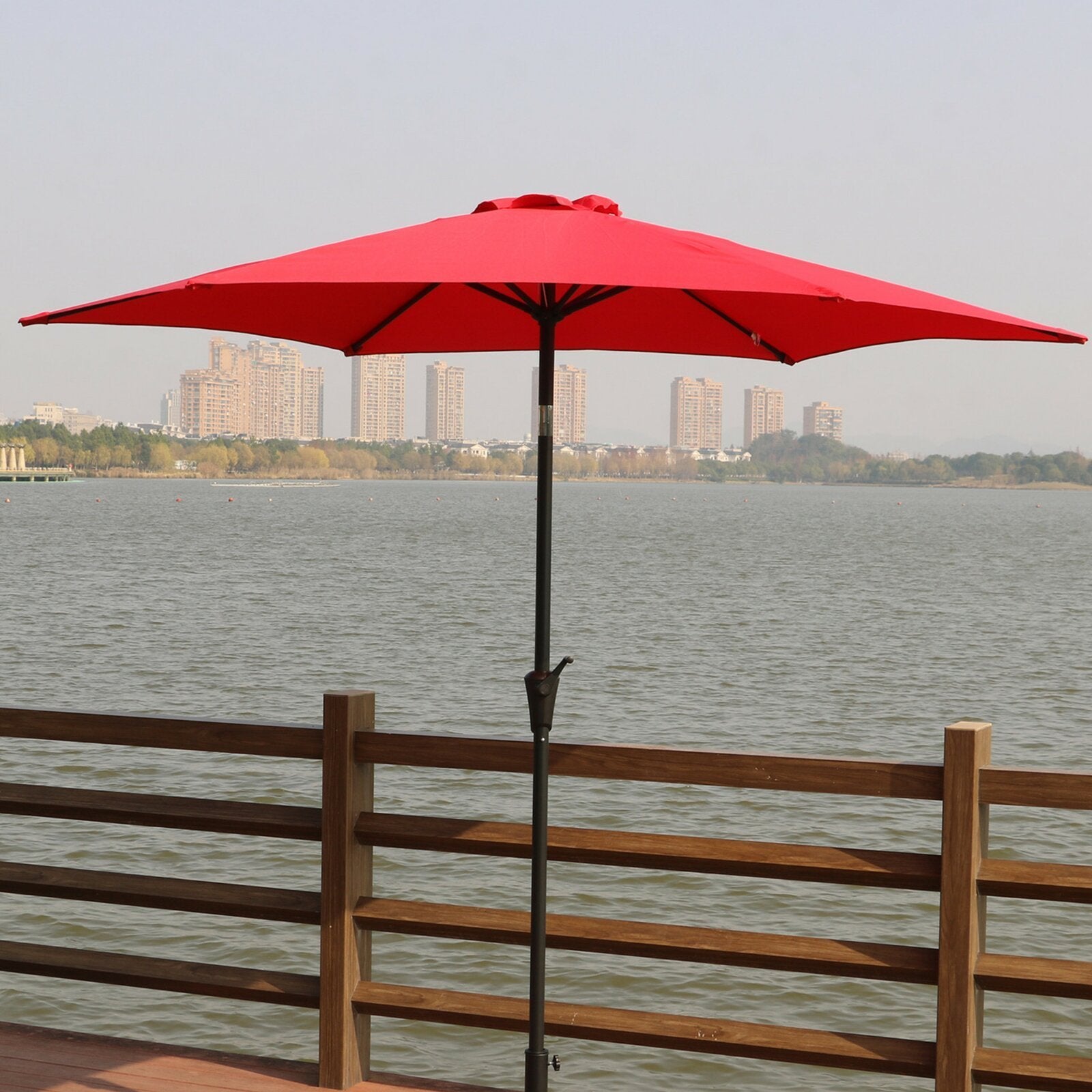 9'-Pole-Umbrella-With-Carry-Bag,-Red-Umbrellas-&-Sunshades