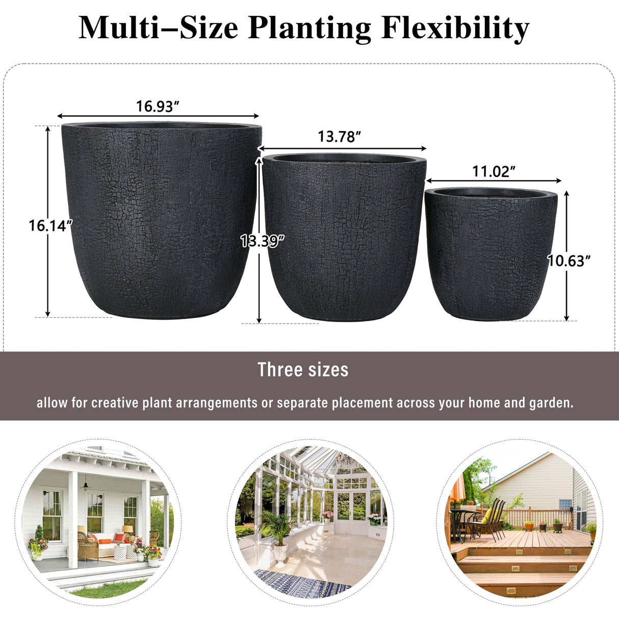 U_STYLE Lightweight MGO Planter Set of 3