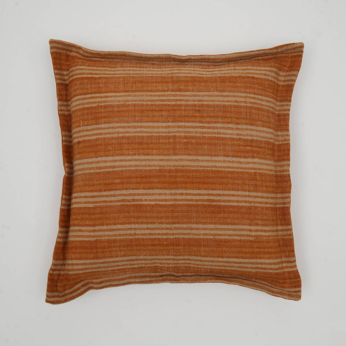 Double-Sided Stripe Throw Pillow – 20 x 20 Inch Orange Jute & Cotton
