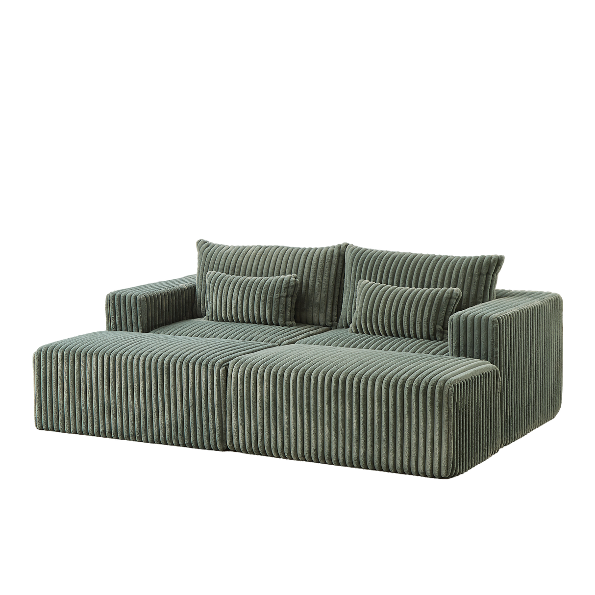 87' Oversized Sectional Lounge Chaise with Plush Corduroy Fabric