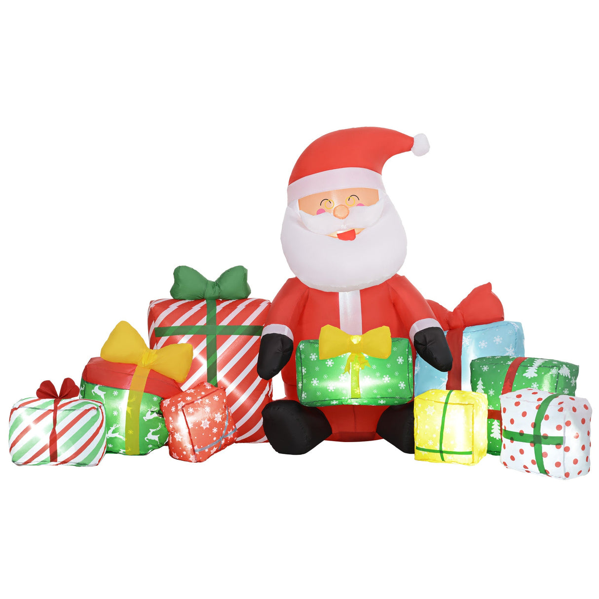 Outsunny 4.4' Christmas Inflatables Santa Claus and Gift Boxes
