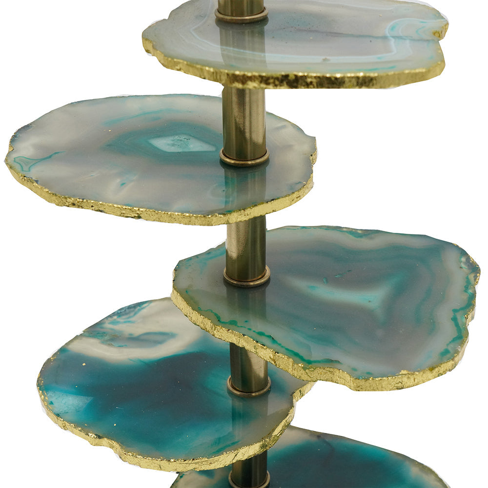D15x29.5' Verdant Agate-Slice Table Lamp with Marble Base