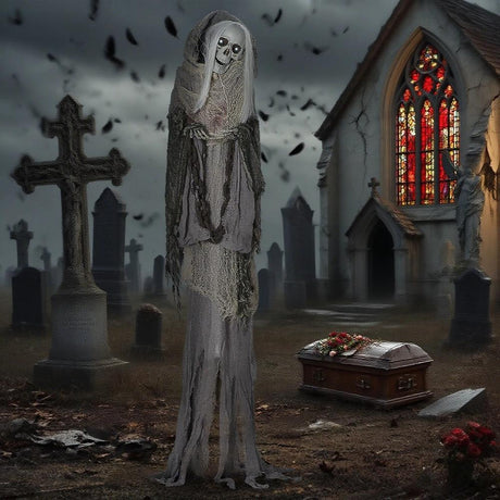 Outdoor-Halloween-Decorations-Skeleton-Witch,-Sound-and-Motion-Activated-Animated-Prop-Halloween-Decor