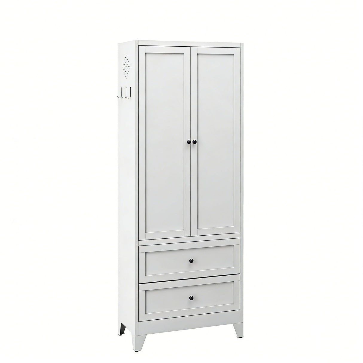 Pantry Cabinet With 2 Drawers, Freestanding Kitchen Storage Cabinet With Adjustable Shelves, Heavy-Duty Organizer For Spices, Dishware, Small Appliances - White