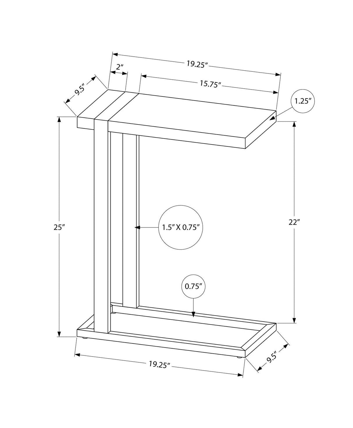 Accent Table, C-Shaped, Contemporary & Modern Stylish Design