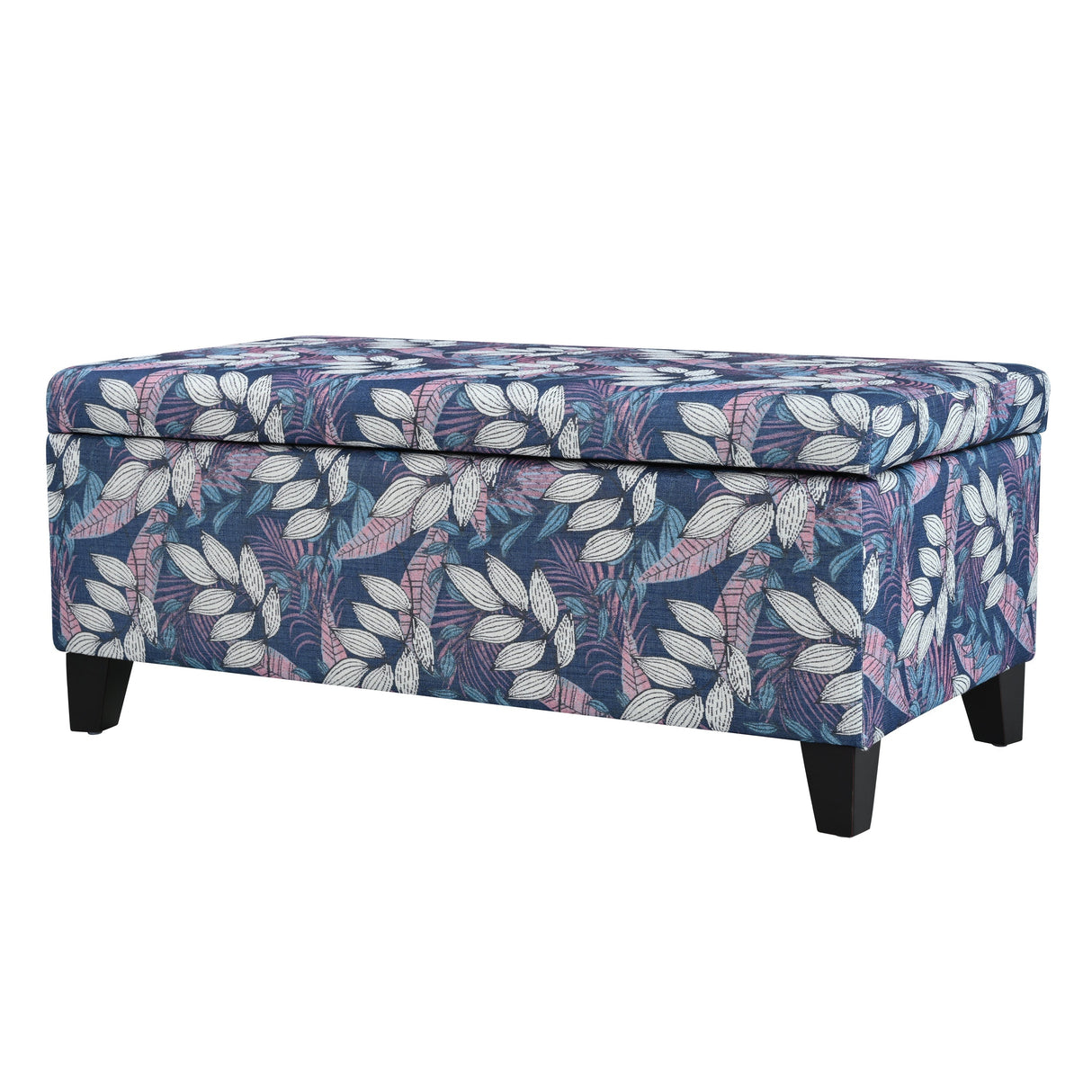 Luxury Storage Ottoman with Floral Patterned Fabric