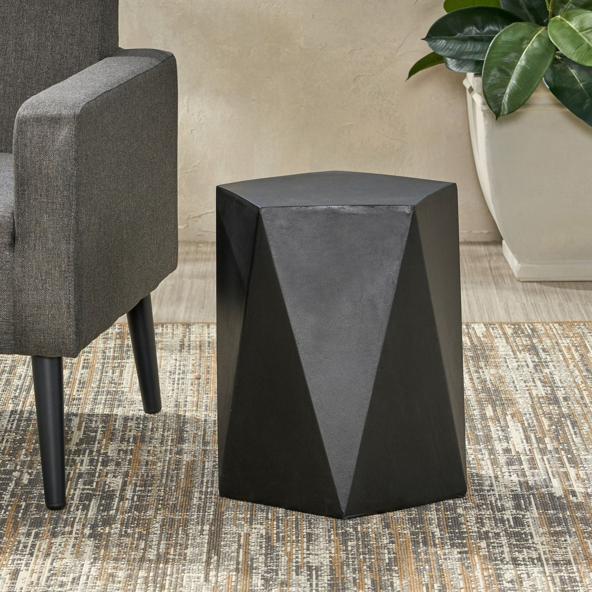 Side Table With Geometric Design
