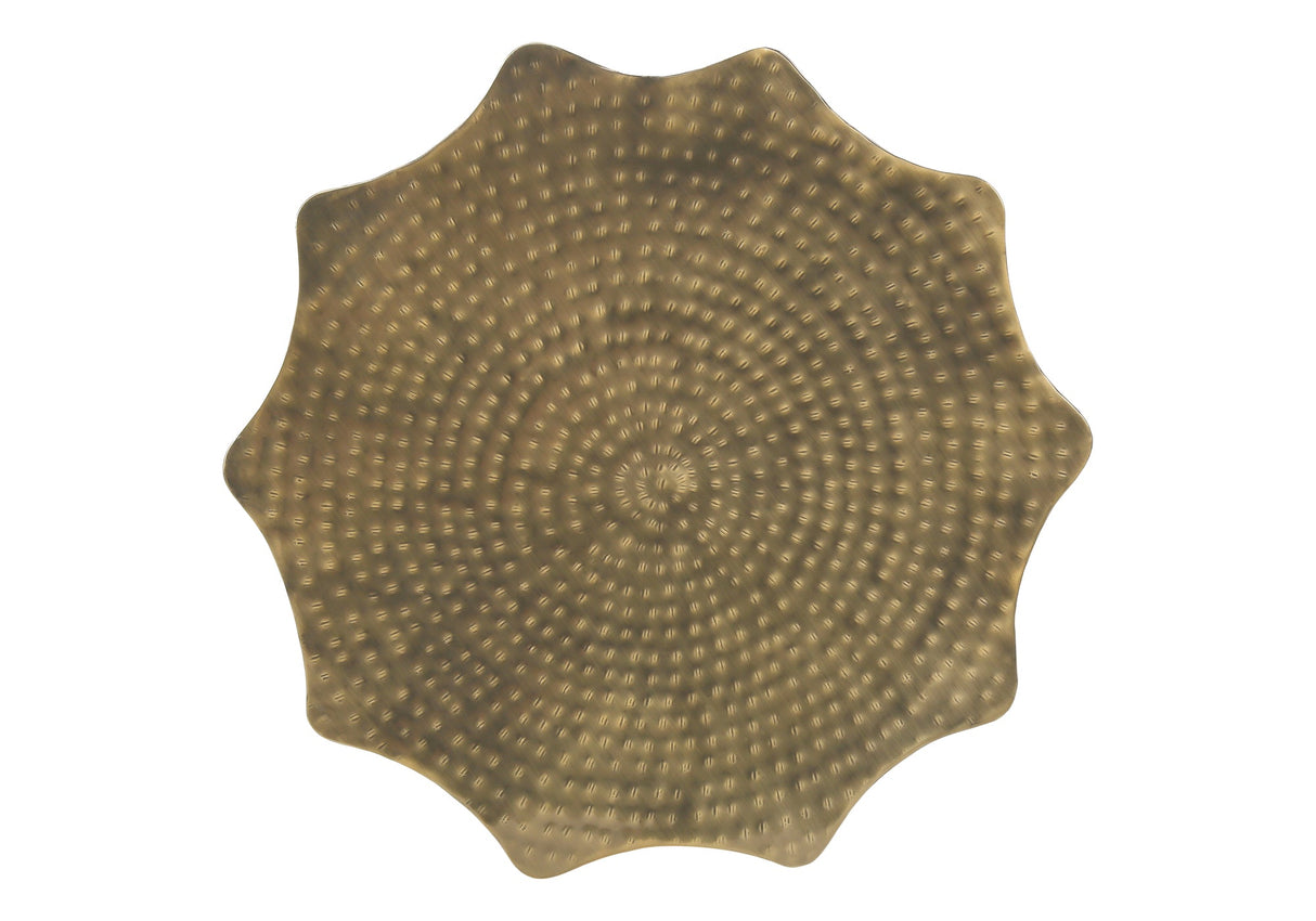 Artifact End Table with Scalloped Design and Hammered Texture