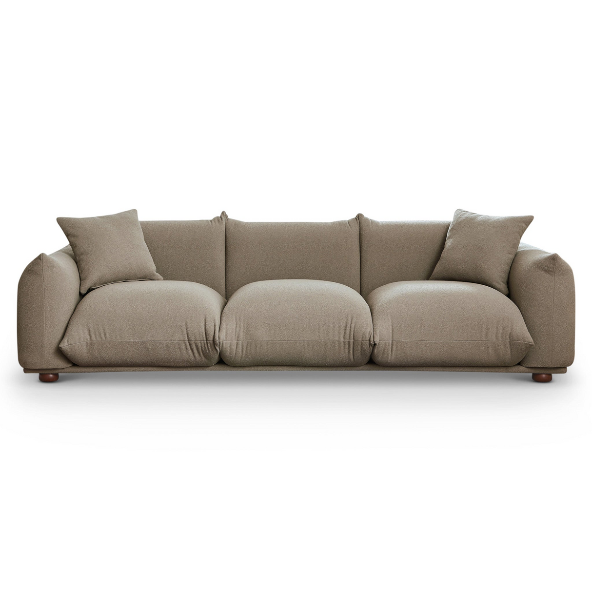 Kely Modern 100'' Mocha Boucle Upholstered Sofa with Solid Wood Legs
