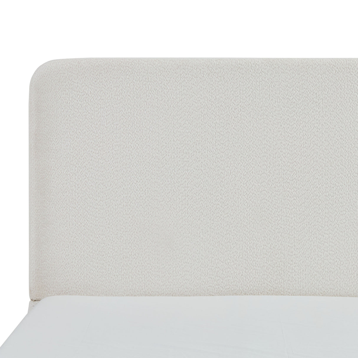 Canter Tall Headboard Upholstered Bed in Pearl White Chenille, Queen Size