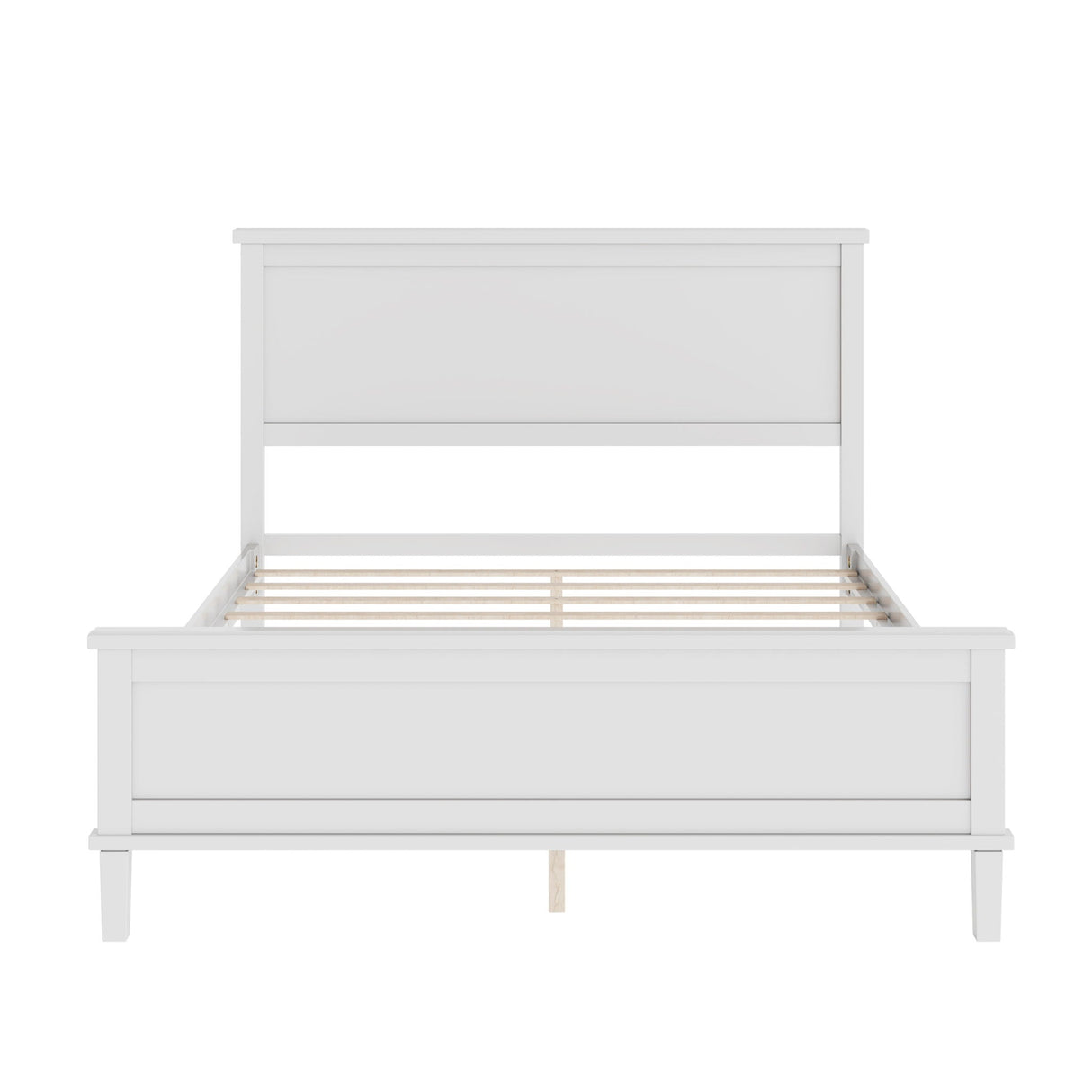 Mid-Century Platform Bed With Headboard And Slat Support, No Box Spring Needed
