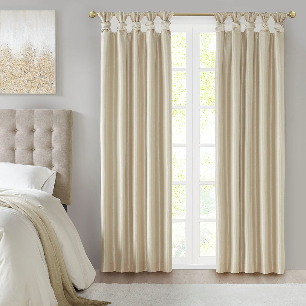 Twist tab total blackout window curtain panel champagne 50x95" blackout