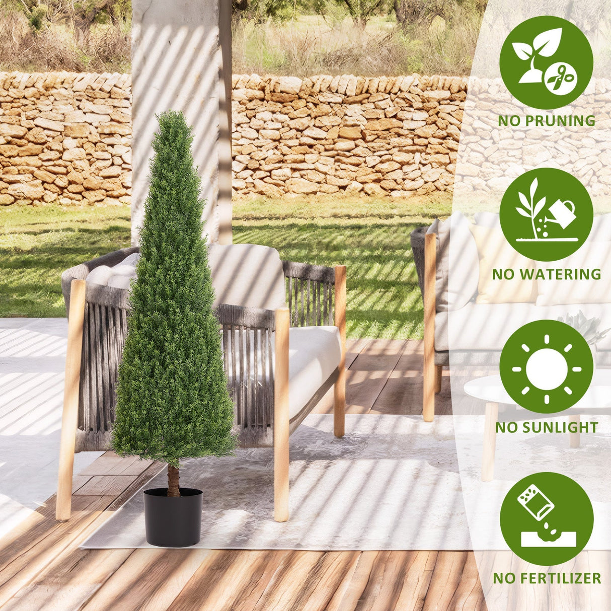 4FT Conical Topiary Cedar Trees Artificial Outdoor Set of 2