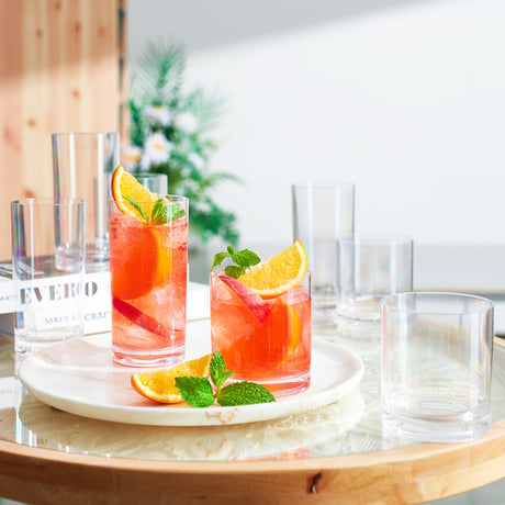 Barcelona-Acrylic-Lowball-&-Highball-Glassware,-Set-of-8-Highball-&-Lowball