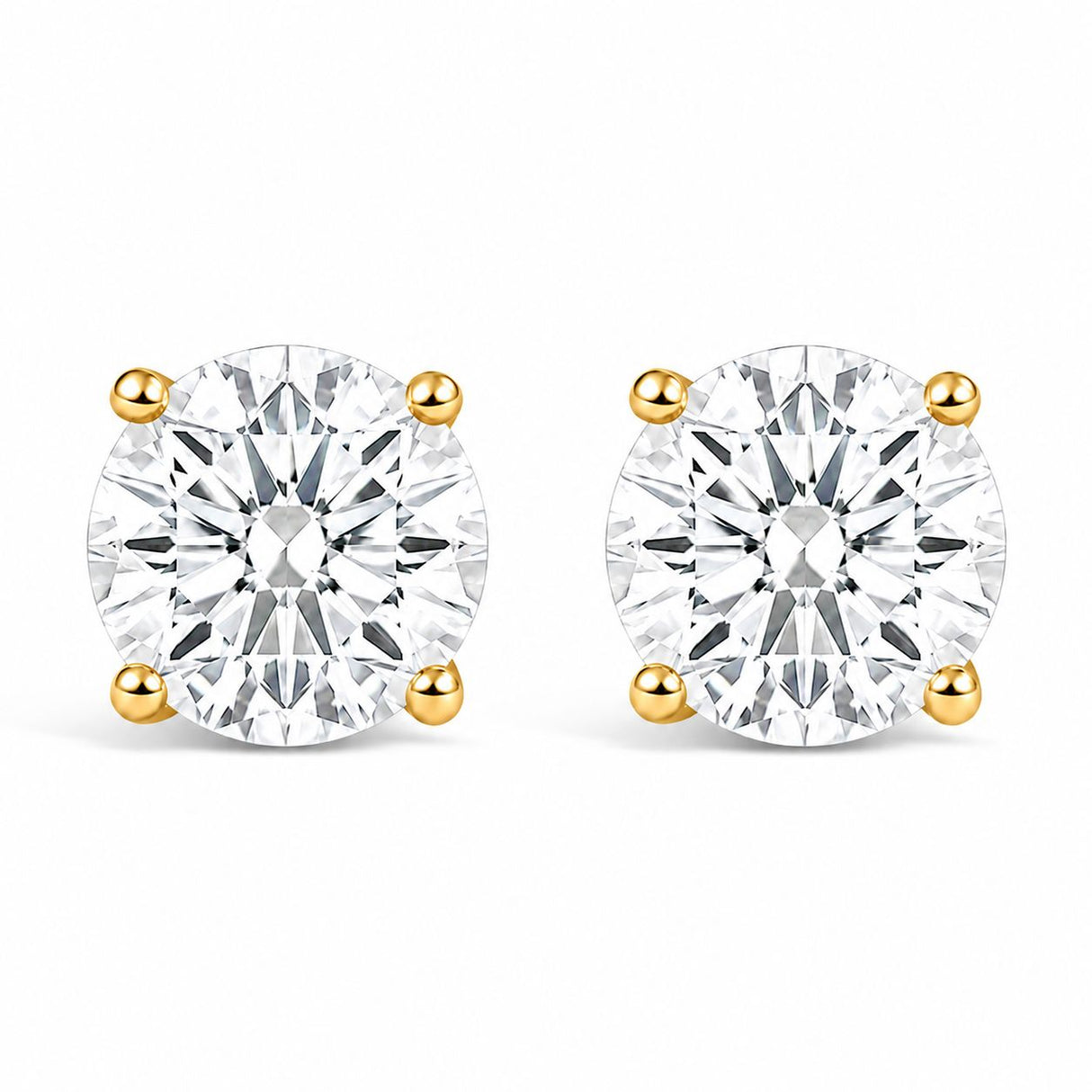 IGI Certified 14K Yellow Gold 1.00 Cttw Round Lab Grown Diamond Solitaire Stud Earrings