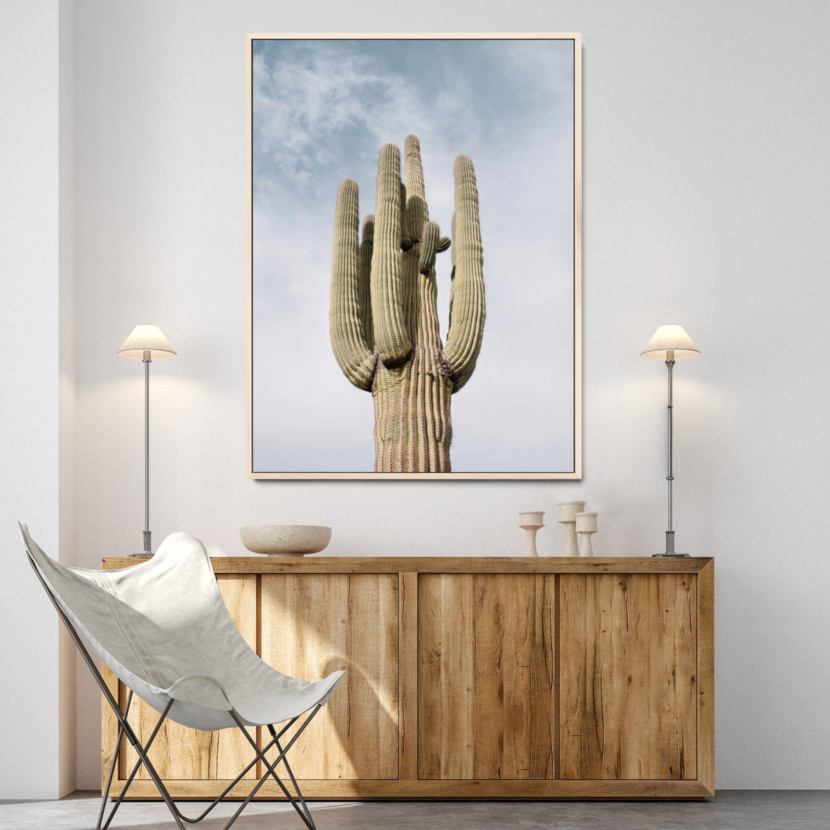 Saguaro Cactus Wall Art Canvas Print – Framed Earthy Desert