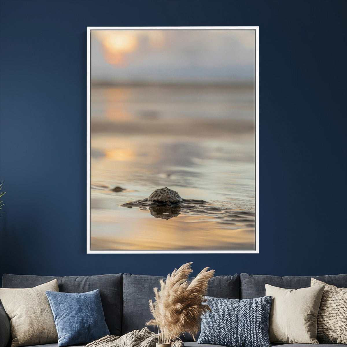 Sea Turtle Hatchling Wall Art Canvas Print – Soft Coastal