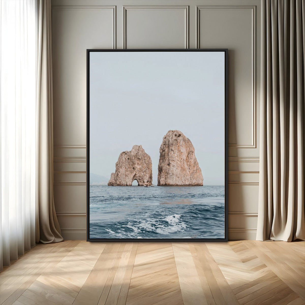 Faraglioni Capri Wall Art Canvas Print – Framed Serene Ocean
