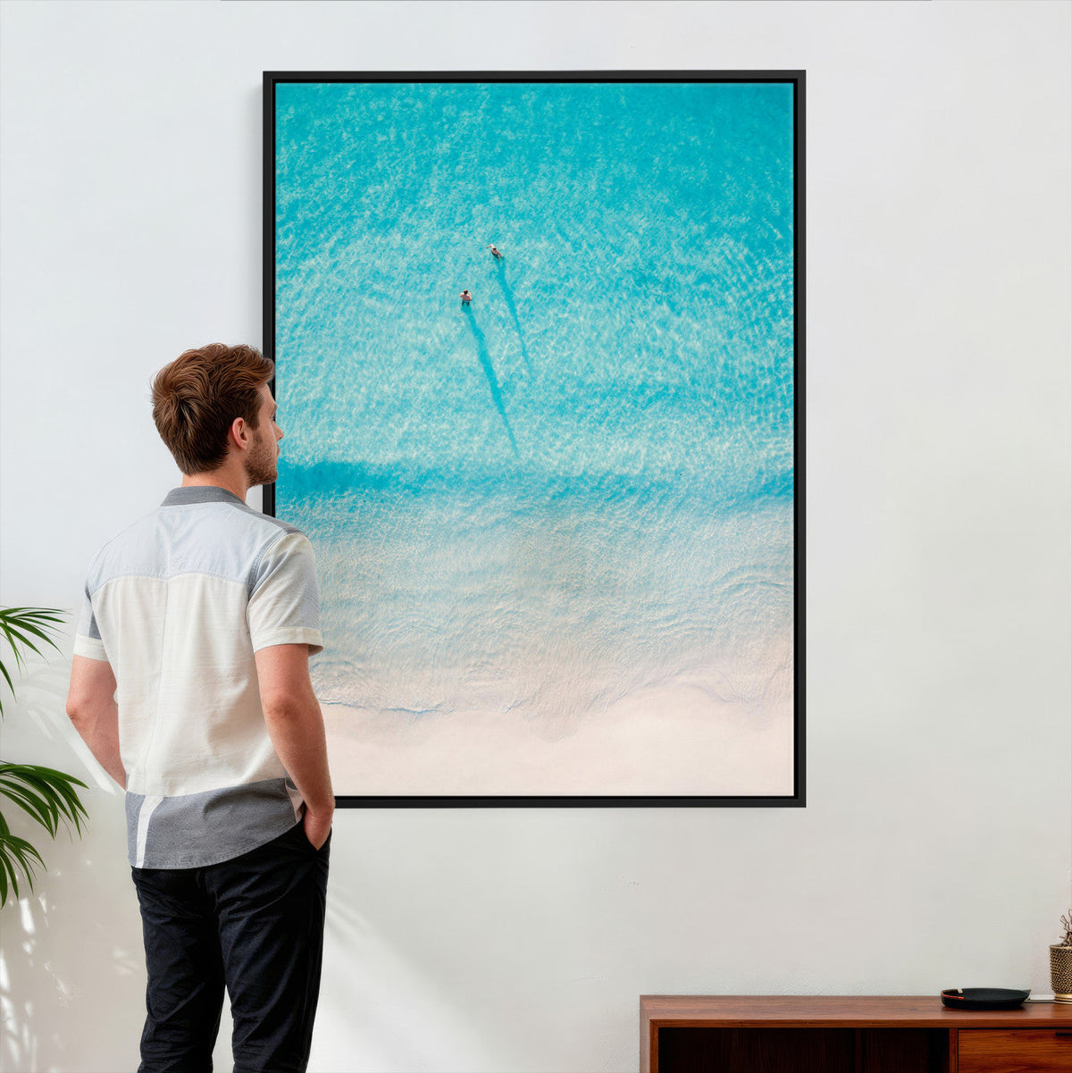Aerial Turquoise Beach Wall Art Canvas Print – Minimal