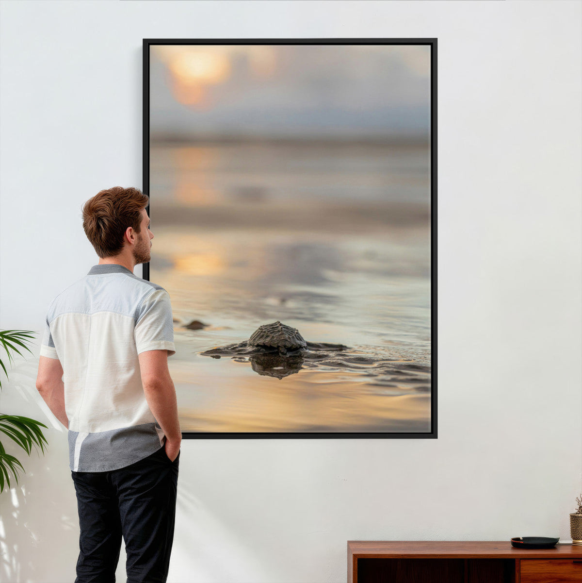 Sea Turtle Hatchling Wall Art Canvas Print – Soft Coastal
