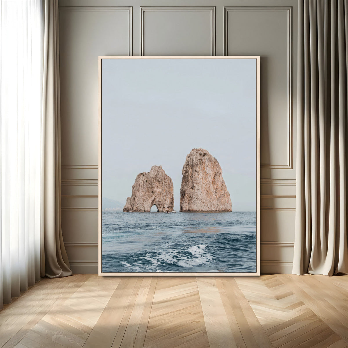 Faraglioni Capri Wall Art Canvas Print – Framed Serene Ocean