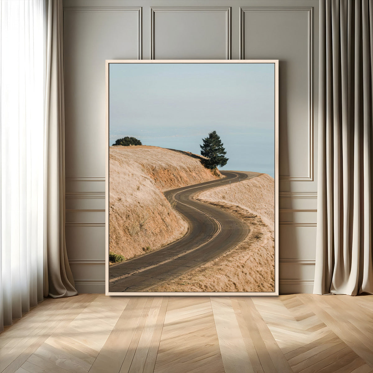 Winding Road Wall Art – Framed Scenic Landscape Canvas