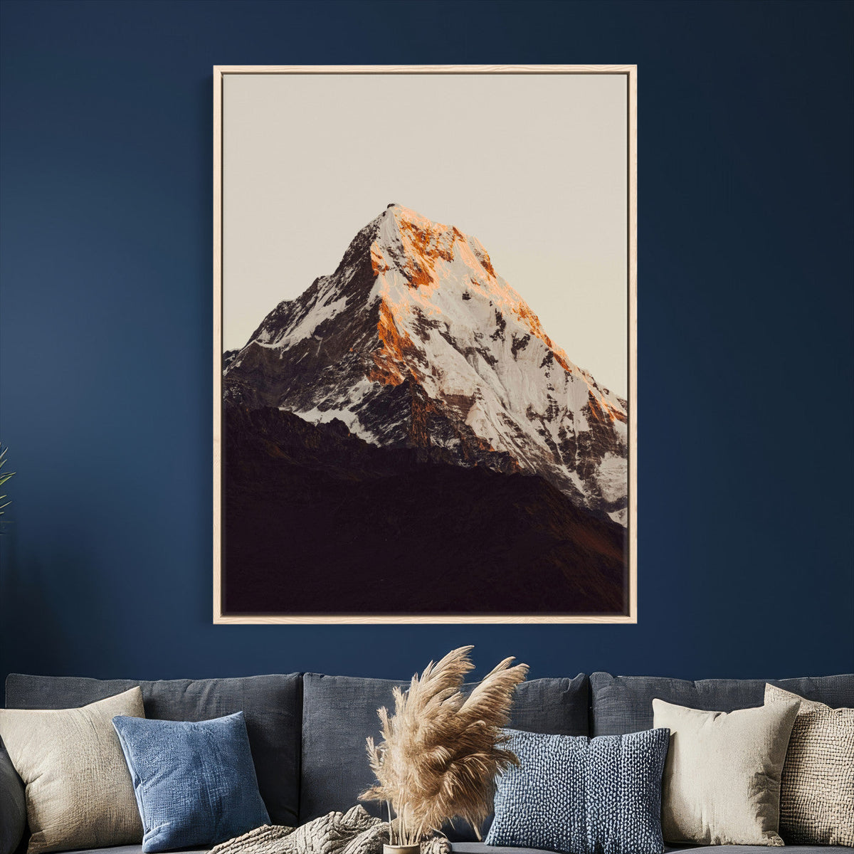 Golden Peak Mountain Wall Art Canvas Print, Minimal Alpine