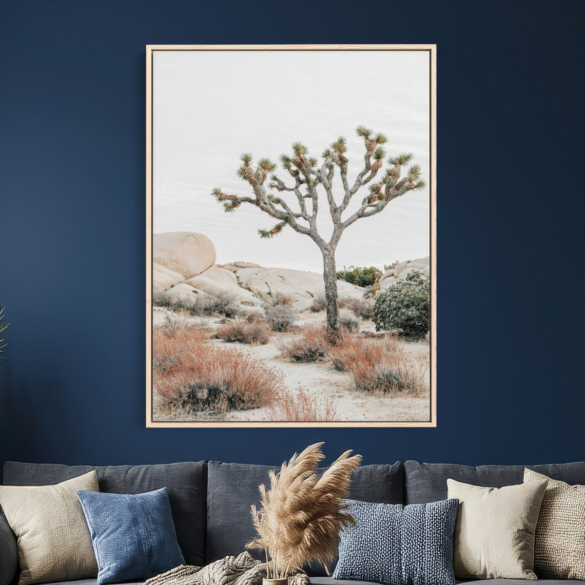 Joshua Tree Desert Wall Art Canvas Print, Minimal Southwest