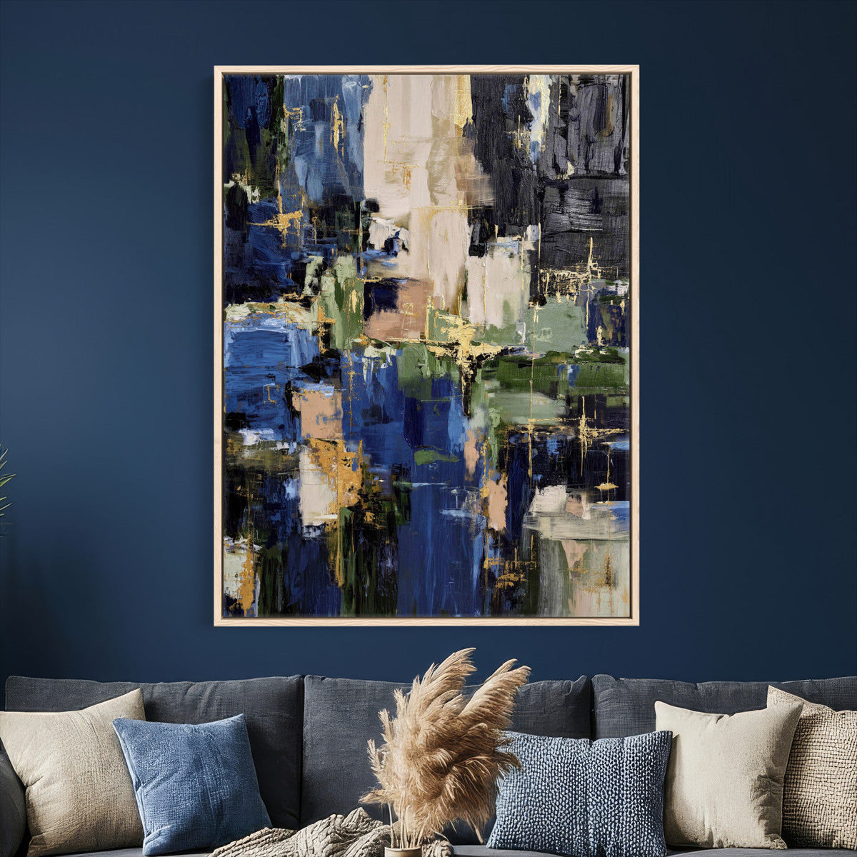 Abstract Dark Blue Wall Art Canvas Print