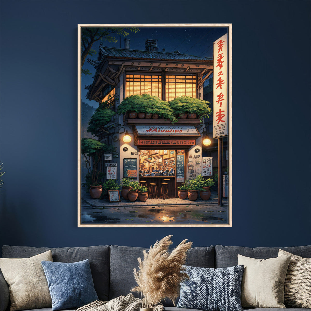 Evening at the Ramen Shop Canvas Wall Art — Japan Night