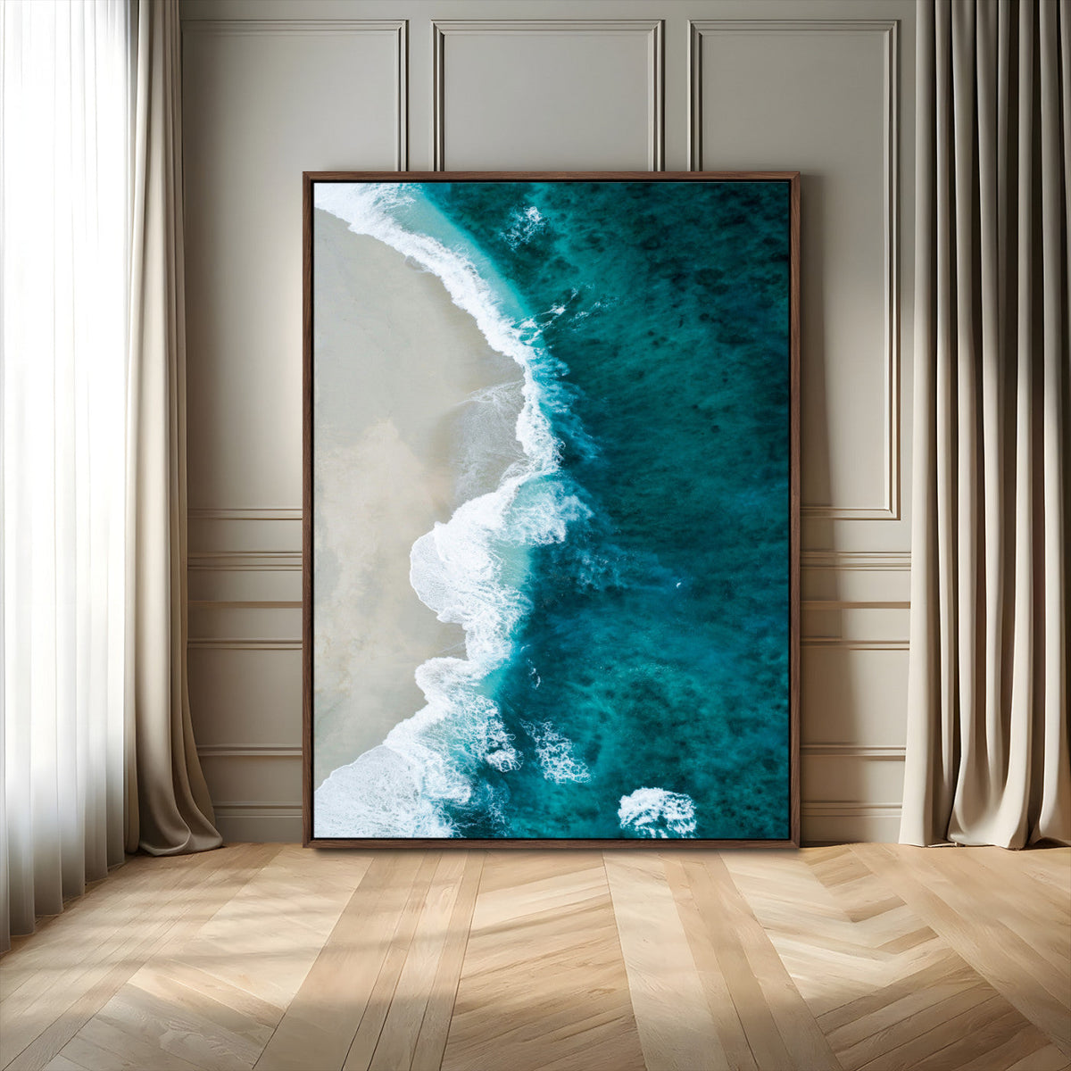Aerial Ocean View Wall Art Canvas Print – Framed Coastal