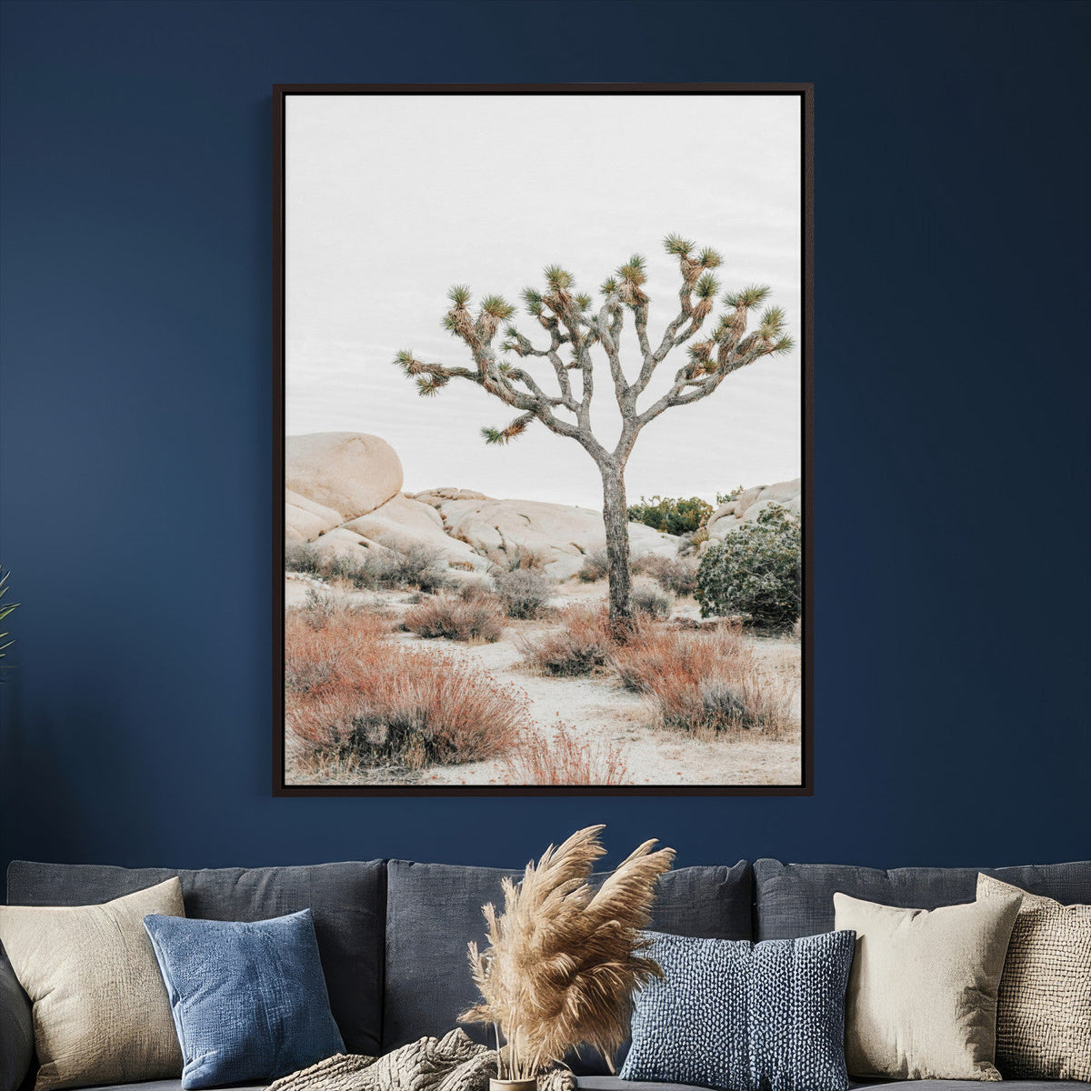 Joshua Tree Desert Wall Art Canvas Print, Minimal Southwest