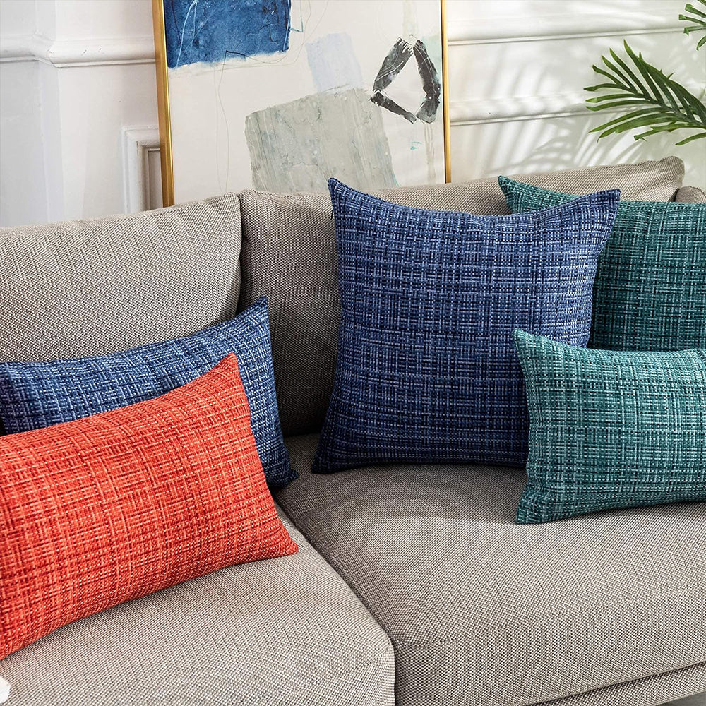 Premium Outdoor Waterproof Throw Pillow covers 2 sizes bright colors set of 2 covers