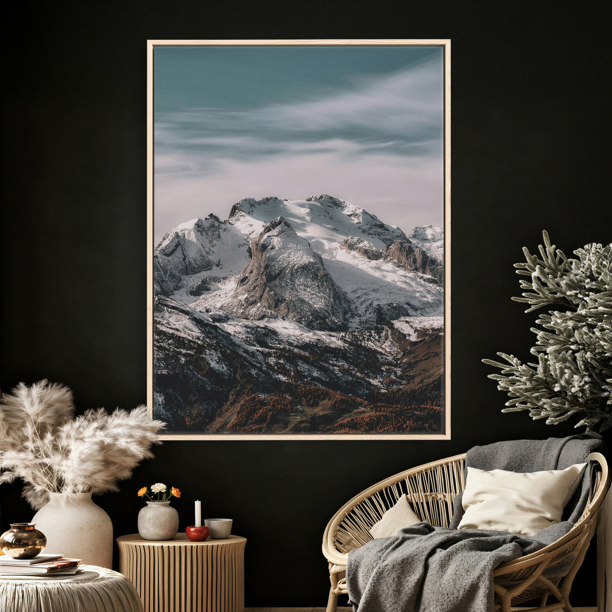 Alpine Mountain Landscape Wall Art Canvas Print, Snowy Peak
